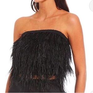 Gianni Bini Black Feathered Top